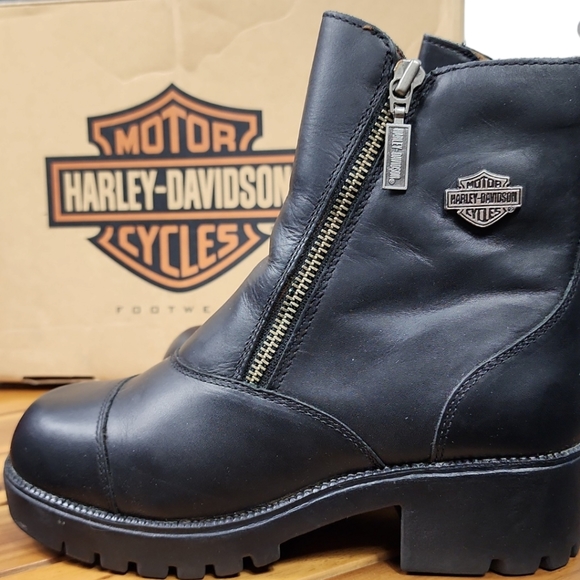 HarleyDavidson Shoes Black Harleydavidson Motorcycle Boots Womens Size 6 Euc Side Zippers